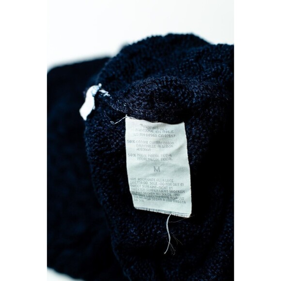 Made in Italy of Benetton Women's Navy Blue Trellis knit Sweater M - Picture 4 of 5